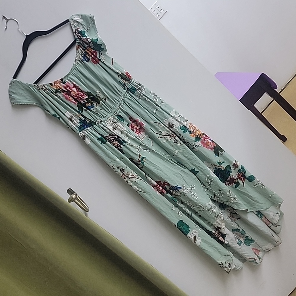 NWOT Biu Biu Short Sleeve Long Dress Romper Floral Cottage Print Size XL